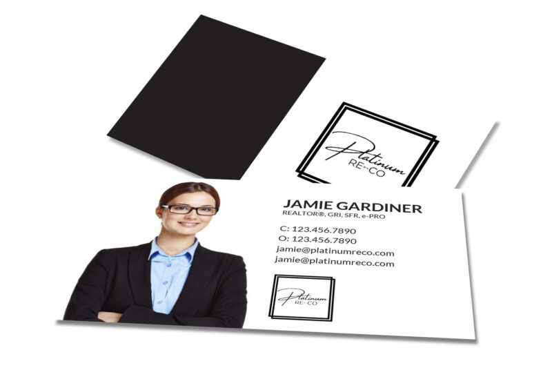 Platinum Re-Co | Black Geometric w/ Photo Business Card