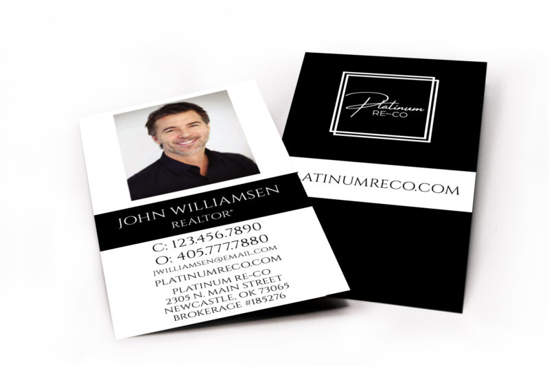 Platinum Re-Co Vertical Black w/ White Stripe Business Card